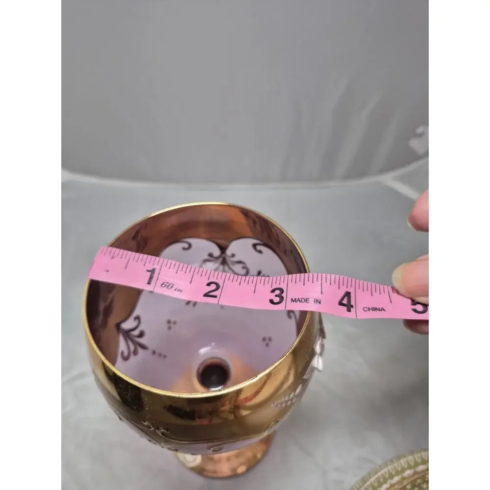 💥 Vintage Bohemia Czech Rose Flower Gold Gilded Floral Glass Wine Goblet